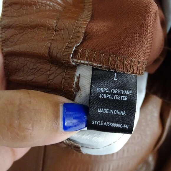 Fashion Nova Brown Faux Leather Croc Pattern Cargo Jogger Pants Women Size L - Picture 7 of 12